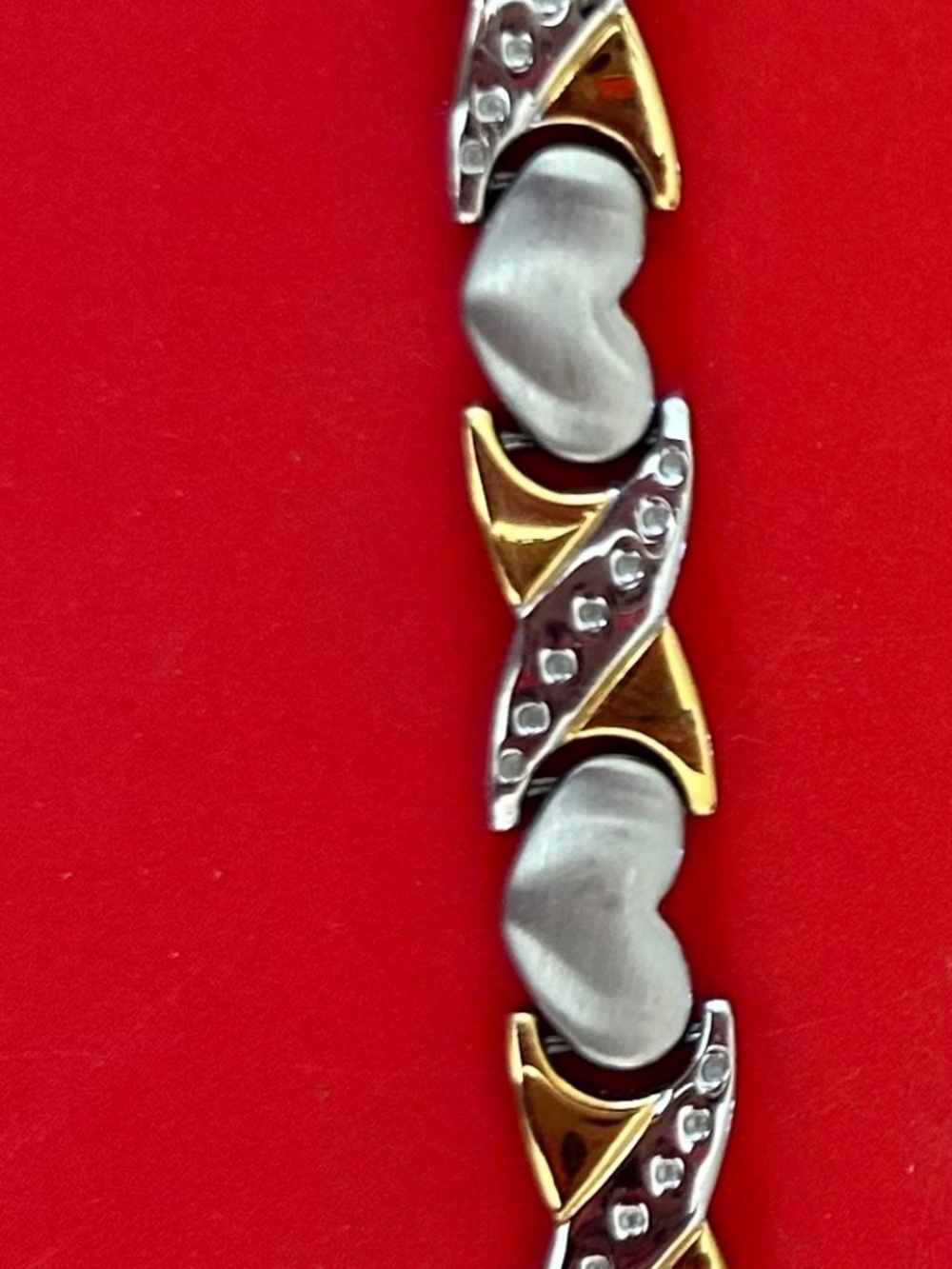 Gold and brushed silver tennis bracelet